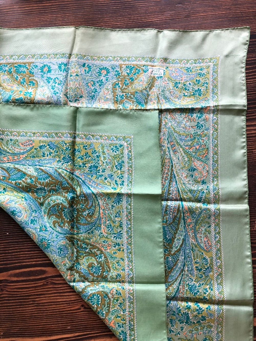 Green Blue Silk Liberty of London Square Silk Scarf 23 Inches